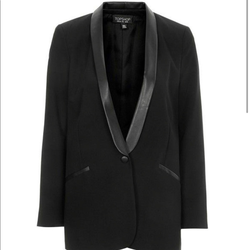Women’s Topshop Faux Leather Lapel Blazer